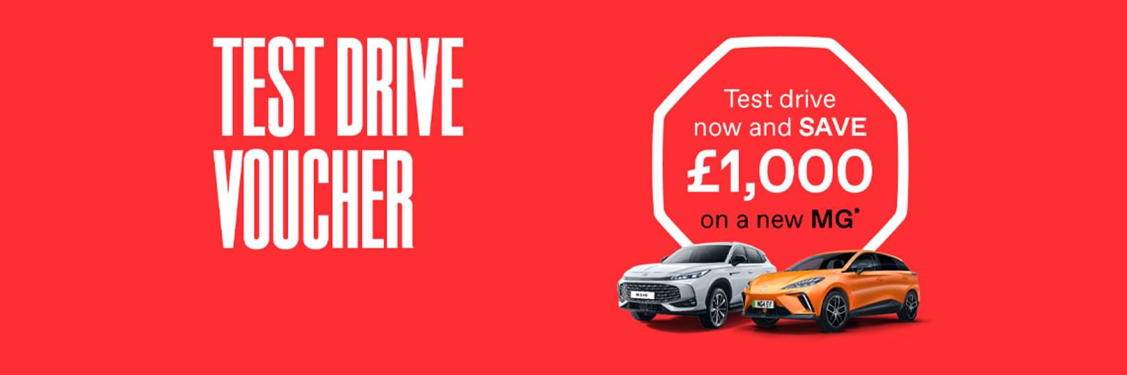 Take a test drive and save £1,000 on a new MG