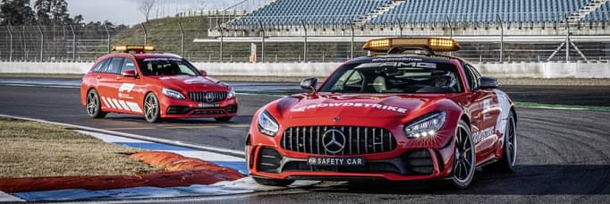 New bright red paintwork for Mercedes F1 Safety and Medical cars