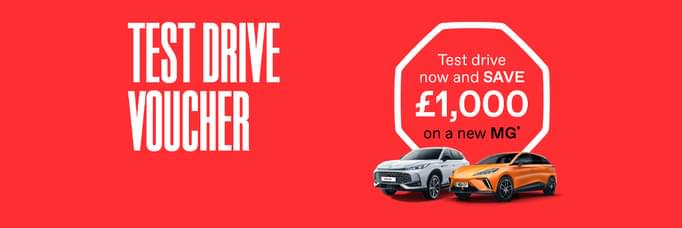 Take a test drive and save £1,000 on a new MG