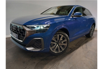 New Audi Q8 Estate 55 TFSI e Quattro S Line 5dr Tiptronic in Ascari blue, metallic at Birmingham Audi