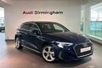 2024 Audi A3 Sportback 40 TFSI e S Line 5dr S Tronic in Navarra blue, metallic at Birmingham Audi