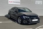 2020 Audi A3 Saloon 35 TFSI S Line 4dr S Tronic in Mythos Black Metallic at Coventry Audi