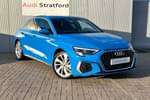 2023 Audi A3 Sportback 35 TFSI S Line 5dr S Tronic in Turbo Blue at Stratford Audi