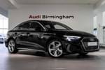 2021 Audi A3 Saloon 35 TFSI S Line 4dr S Tronic in Mythos Black Metallic at Birmingham Audi