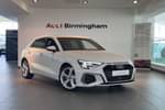 2021 Audi A3 Sportback 35 TFSI S Line 5dr S Tronic in Glacier White Metallic at Birmingham Audi