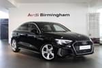 2023 Audi A3 Saloon 35 TFSI S Line 4dr S Tronic in Mythos black, metallic at Birmingham Audi
