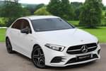 2022 Mercedes-Benz A Class Saloon Special Editions A180 AMG Line Premium Edition 4dr Auto in digital white metallic at Mercedes-Benz of Grimsby