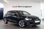 2025 Audi A3 Sportback 35 TFSI S Line 5dr S Tronic in Mythos black, metallic at Birmingham Audi