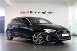 2022 Audi A3 Sportback 35 TFSI S Line 5dr S Tronic in Mythos Black Metallic at Birmingham Audi