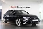 2022 Audi A4 Saloon 35 TFSI S Line 4dr S Tronic in Myth Black Metallic at Birmingham Audi
