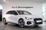 2024 Audi A3 Sportback 35 TFSI Black Edition 5dr S Tronic in Glacier white, metallic at Birmingham Audi