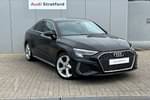 2023 Audi A3 Saloon 30 TFSI S Line 4dr in Mythos black, metallic at Stratford Audi